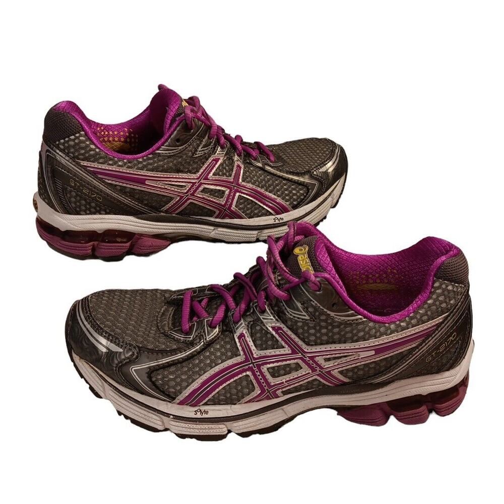 Asics GT-2170 T257N Gel Women's Gray Purple Athletic Running Shoes Sz US 8 READ‎